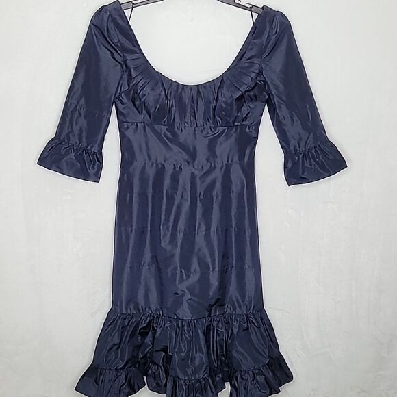 Shawn Ray Fons Silk Ruffled Pleat Dress Size 6 - Picture 1 of 14